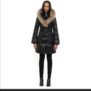 Mackage Black Puffer Coat with Fur Collar Small Petite